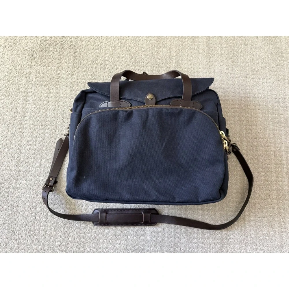 Filson 258 Rugged Twill Padded Computer Bag - Navy - Made In USA - Rare